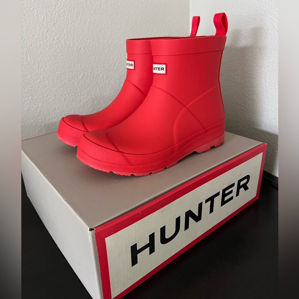 Hunter Big Kids Logo Red Play Boot Size UK 1 US B2 / G3 EU 33